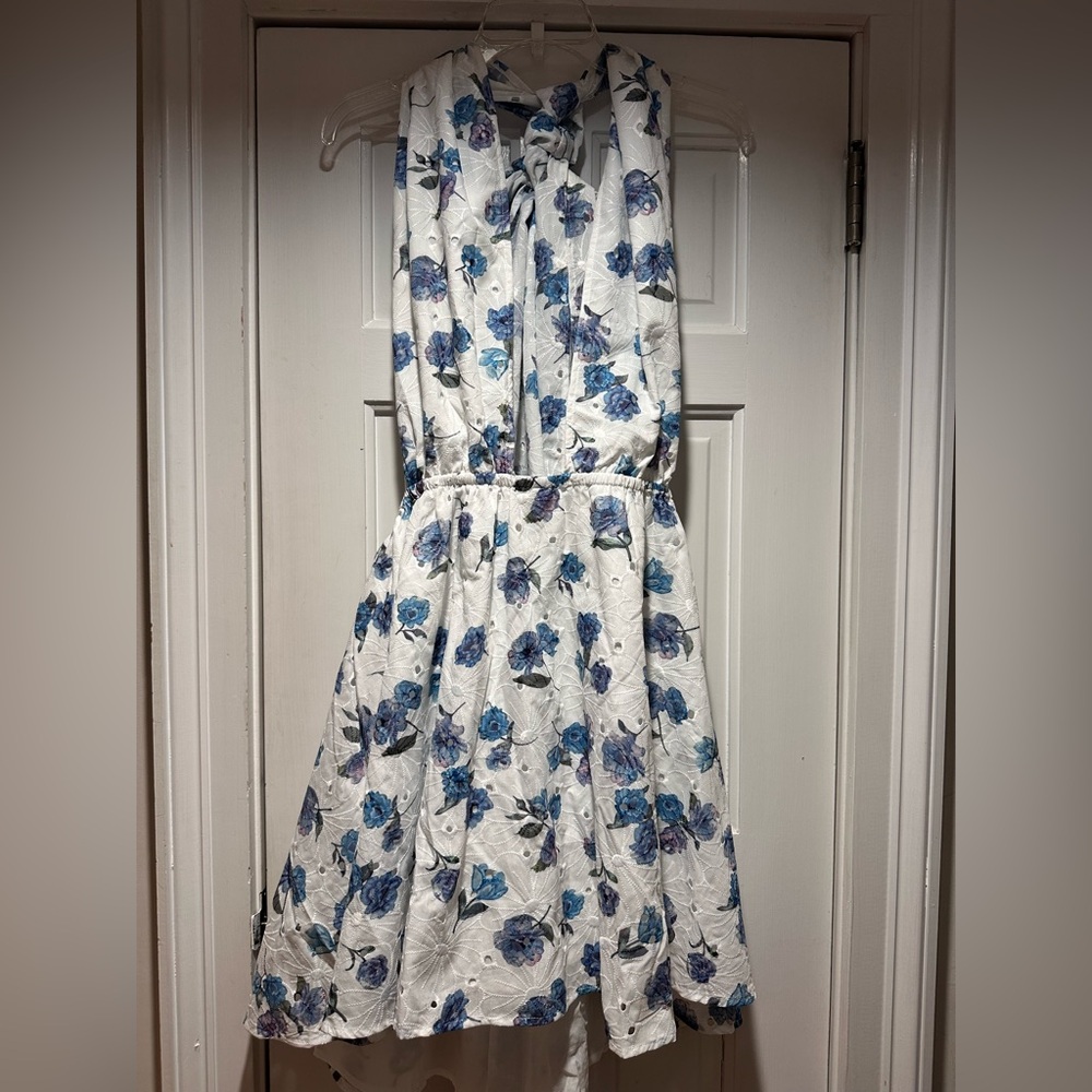 Her Empire Floral Open Back Tie/Halter Top Minidress